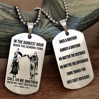 Samurai customizable engraved dog tag double sided gift from brother Once A Brother Always A Brother