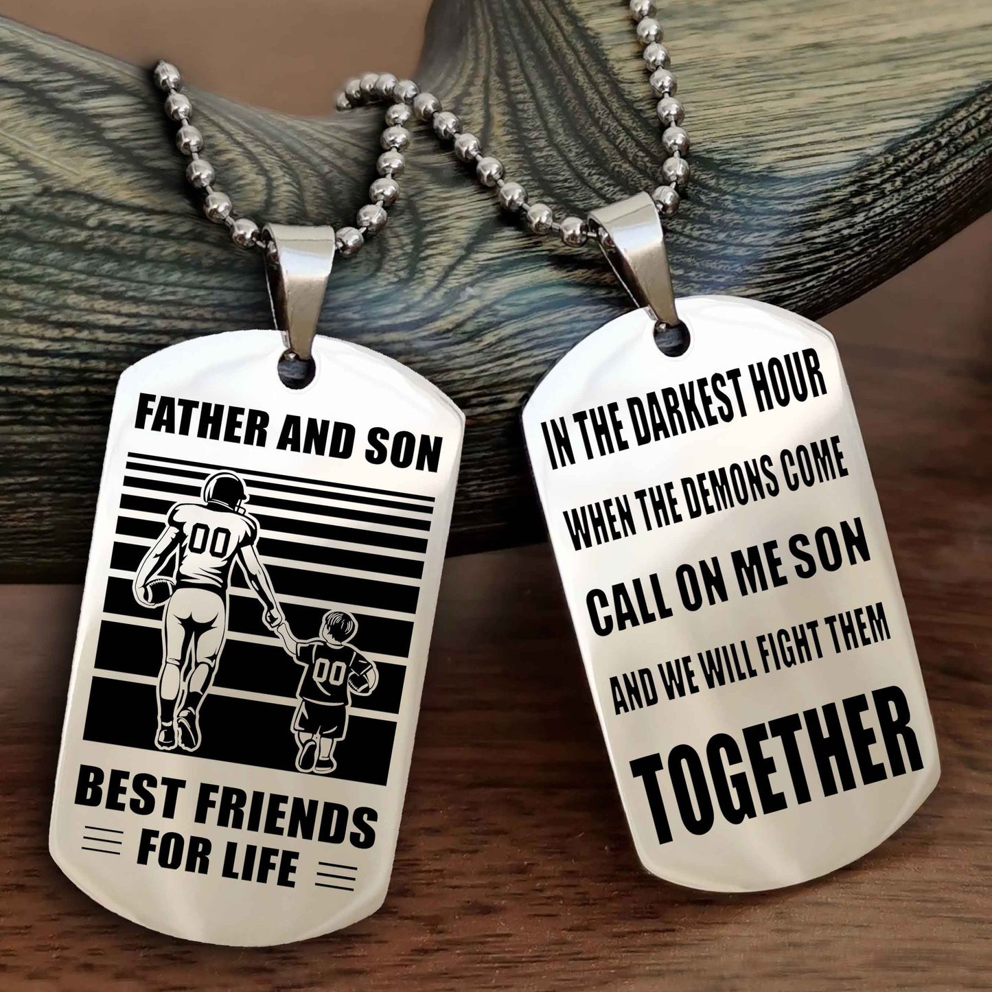 New American Football Personalized Double Side Dog Tag From Father To Son With Message On The Back Gift For Your Son