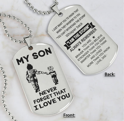 DRB Personalized Double Sided Dog Tag To My Son Never Forget That I Love You - Whisper Back I'm The Storm