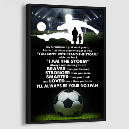 Sport Basketball Poster Canvas Grandma To Grandson - Whisper Back I Am The Storm I Will Always Your No 1 Fan