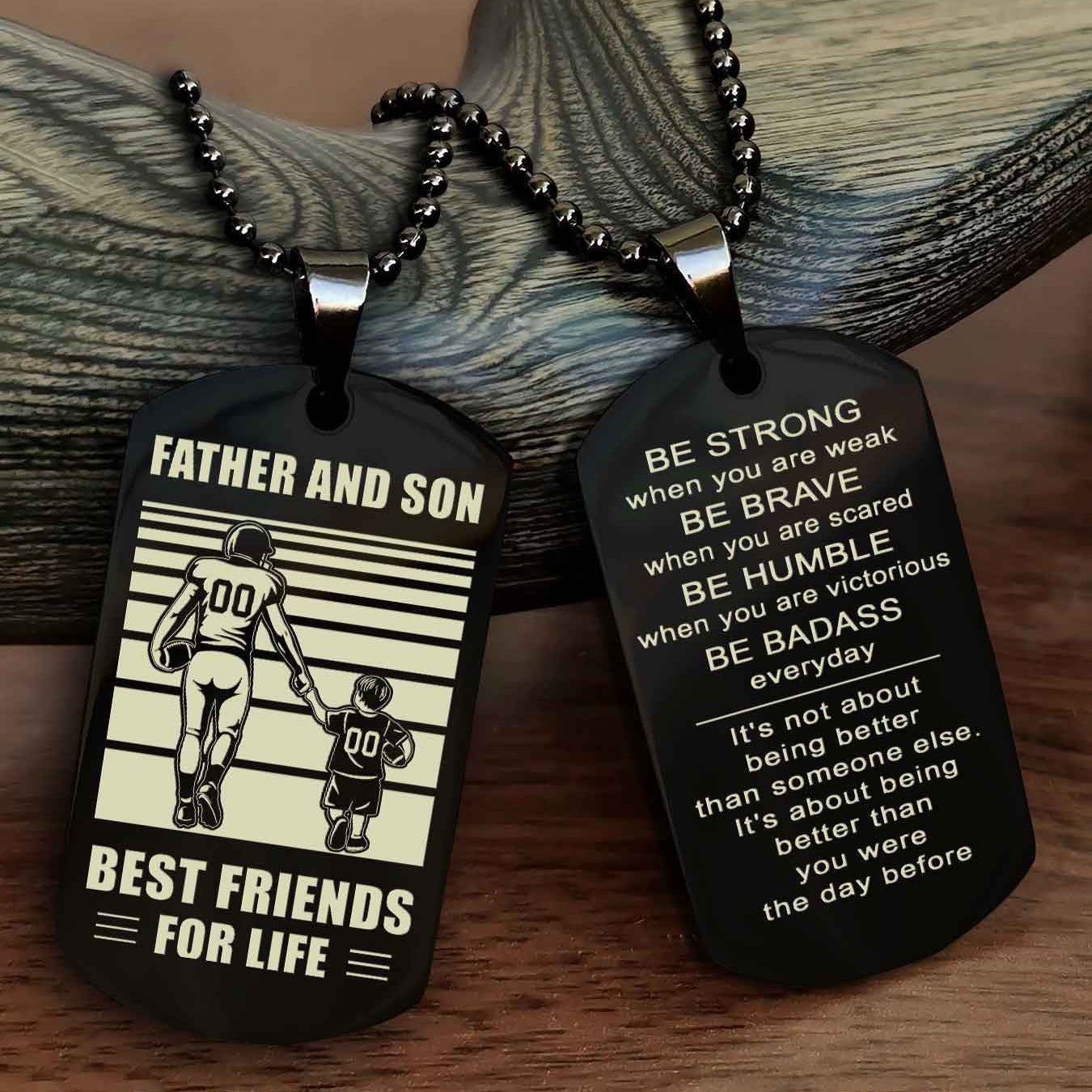 New American Football Personalized Double Side Dog Tag From Father To Son With Message On The Back Gift For Your Son
