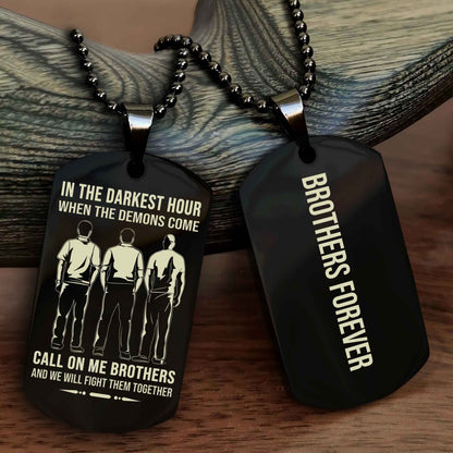 Biker Customizable engraved black dog tag double sided gift from brother, brother forevers