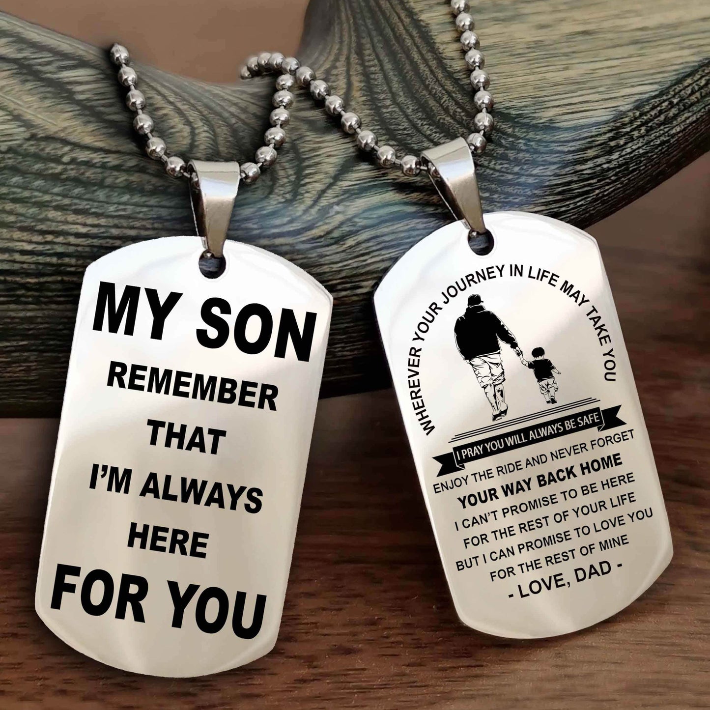 Samurai Double Sided Dog Tag My Son Remember That I'm Always Here For You - Enjoy The Ride And Never Forget Your Way Back Home