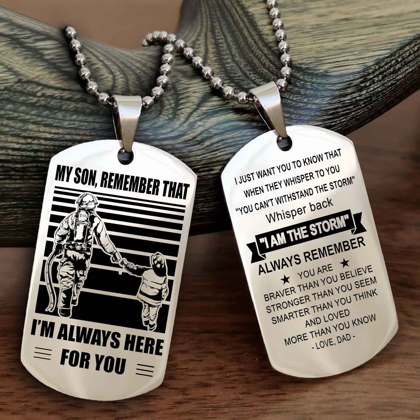 Samurai Personalized Double Sided Dog Tag My Son Remember That I Will Always Here Whisper Back I Am The Storm