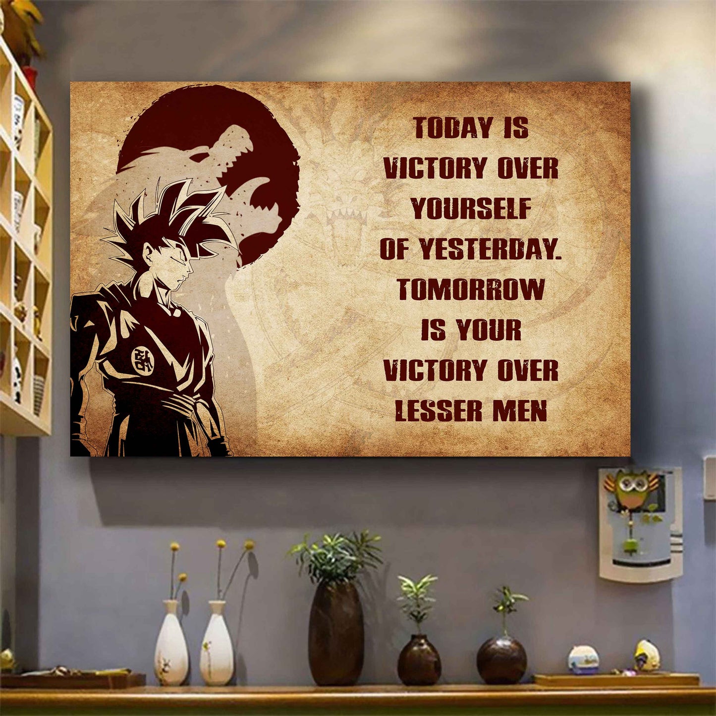 Samurai Poster Canvas Today Is Victory Over Yourself Of Yesterday Best Gift With Motivation Quotes