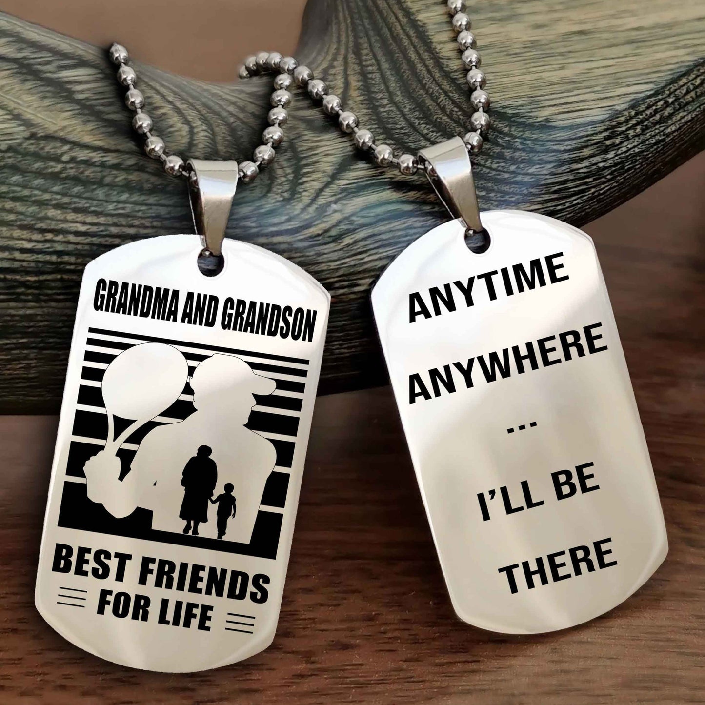 Sport Personalized Double Sided Dog Tag Grandpa And Grandson Best Friend For Life - Anytime Anywhere I Will Be There