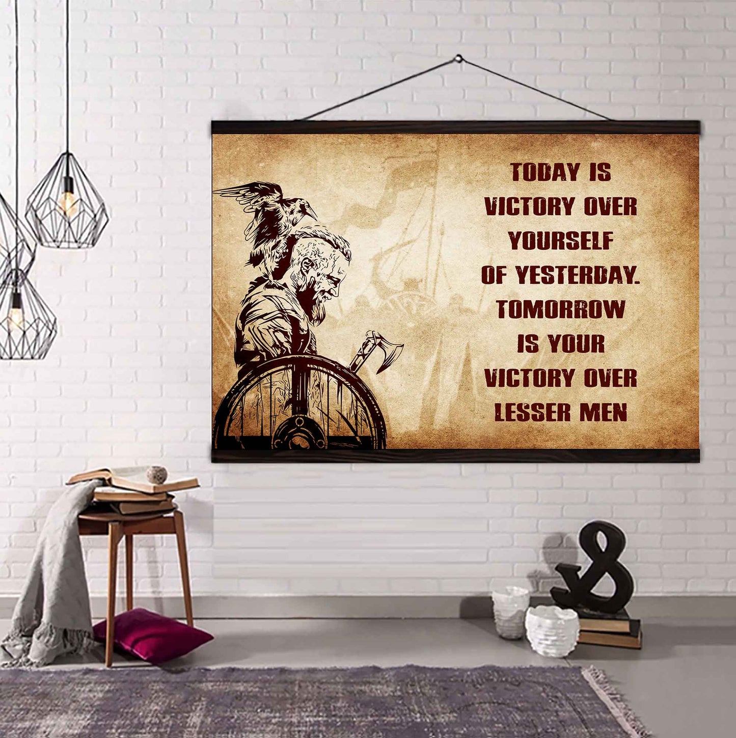 Samurai Poster Canvas Today Is Victory Over Yourself Of Yesterday Best Gift With Motivation Quotes