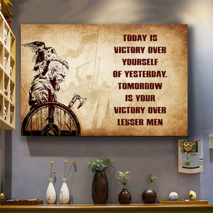 Samurai Poster Canvas Today Is Victory Over Yourself Of Yesterday Best Gift With Motivation Quotes
