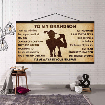 Personalized Sport Poster Canvas I'll Be Your No 1 Fan Grandma To Grandson - You Will Never Lose You Either Win Or Learn