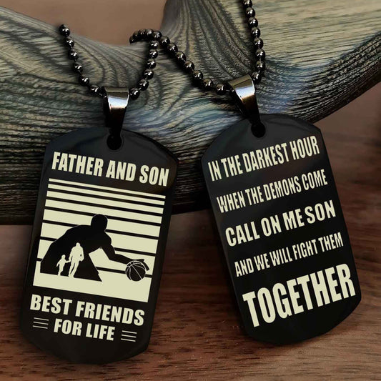 Sport Personalized Double Sided Dog Tag Father And Son Best Friend For Life - Call On Me Son