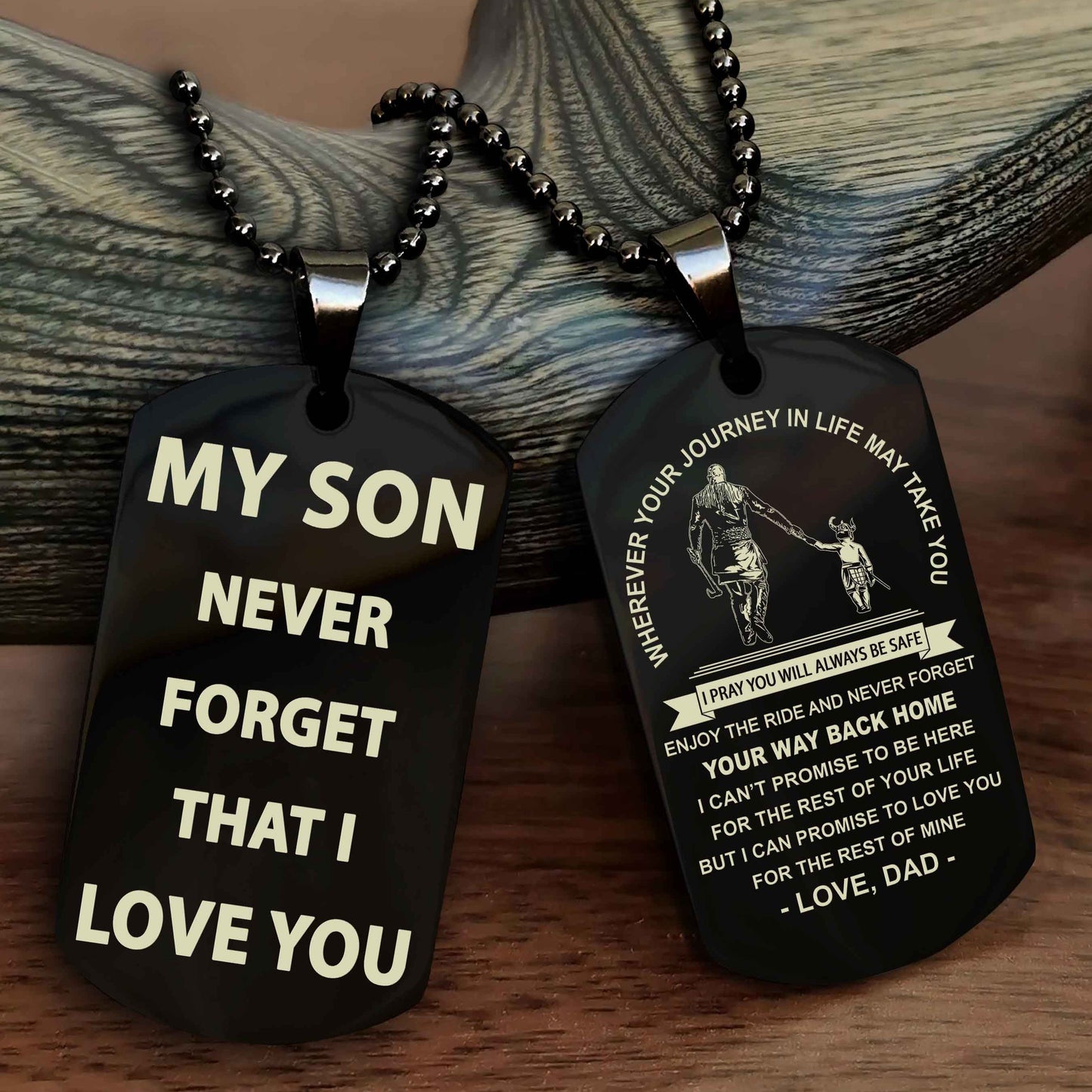 DRB Double Sided Dog Tag To My Son Never Forget That I Love You - Gift For Son Never Forget Your Way Back Home