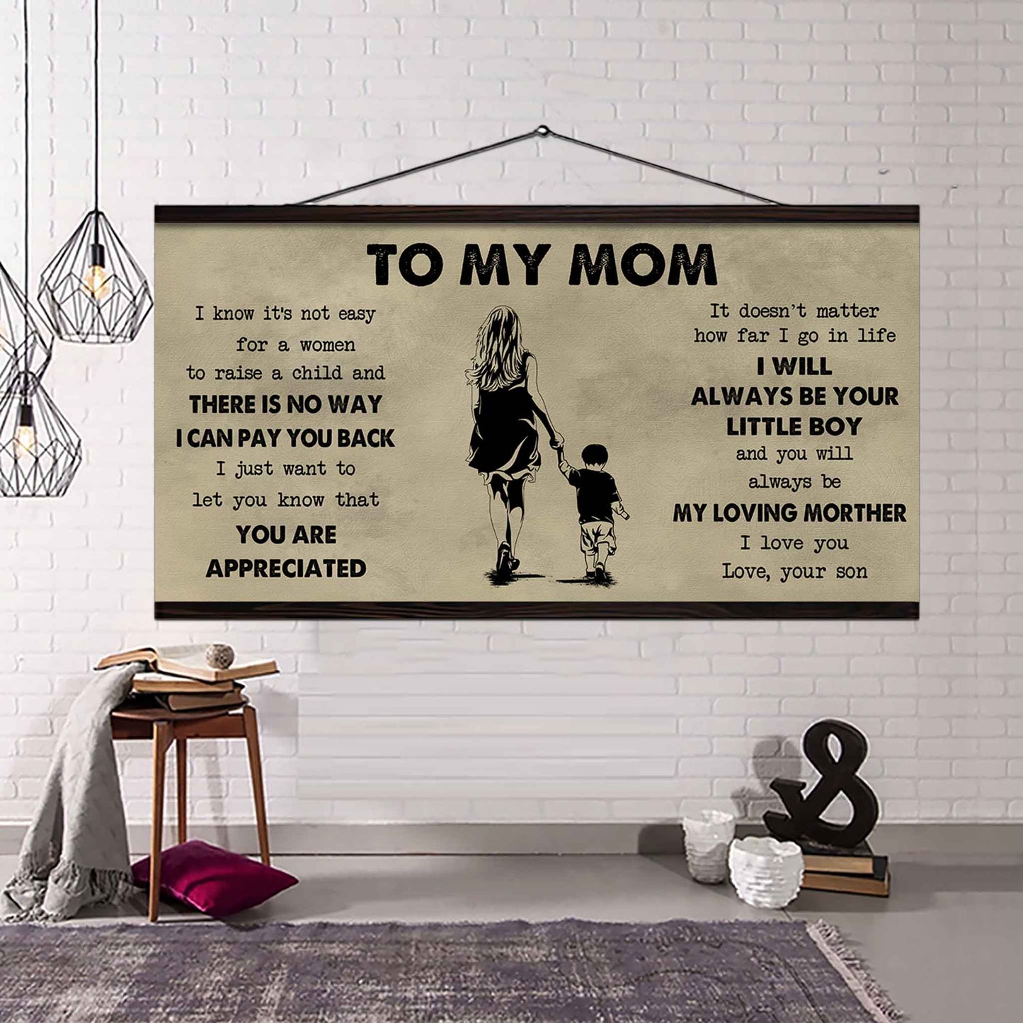 Family Child Poster Canvas To My Mom I Know It's Not Easy To Raise - I Will Always Be Your Little Boy