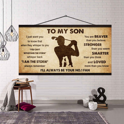 Personalized Sport Poster Canvas I'll Be Your No 1 Fan Mom To Son - Whisper Back I'm The Storm