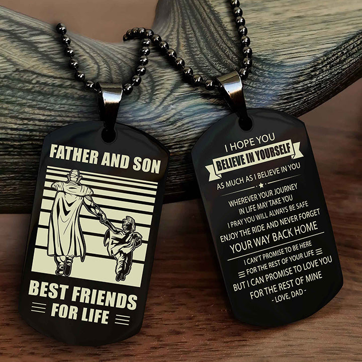 DRB Personalized Double Sided Dog Tag Silver To My Son I Love You - Enjoy The Ride And Never Forget Your Way Back Home From