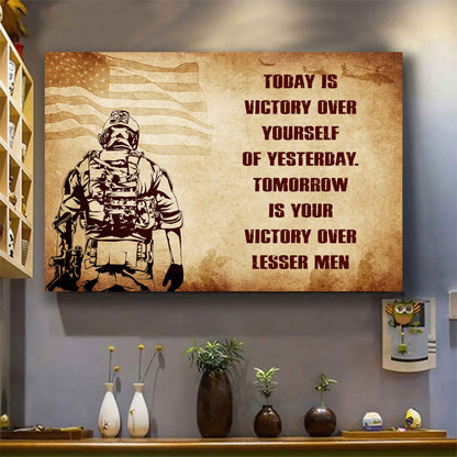 Samurai Poster Canvas Today Is Victory Over Yourself Of Yesterday Best Gift With Motivation Quotes