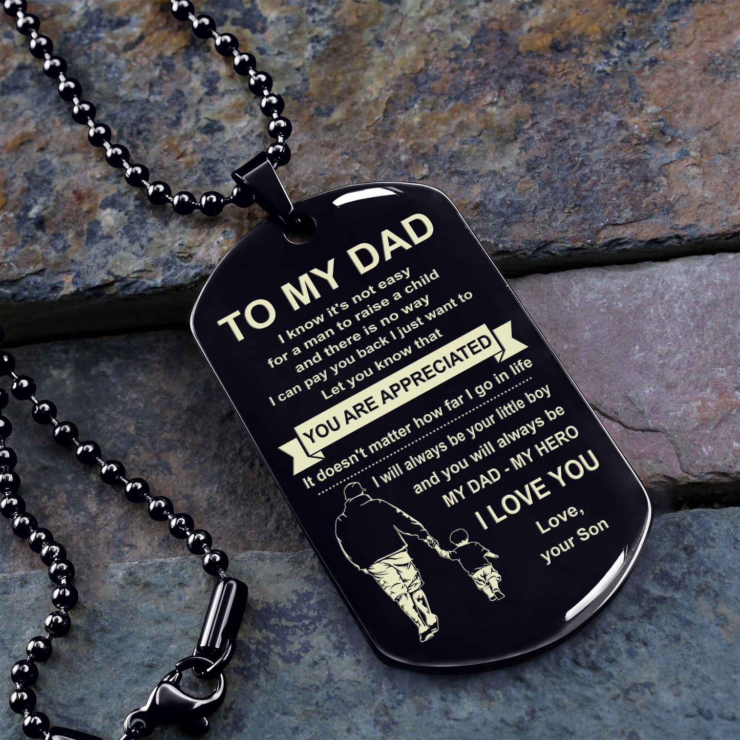 Biker One Side Dog Tag To My Dad I Know It's Not Easy - You Are My Hero Gift From Son To Dad Father's Day Gift