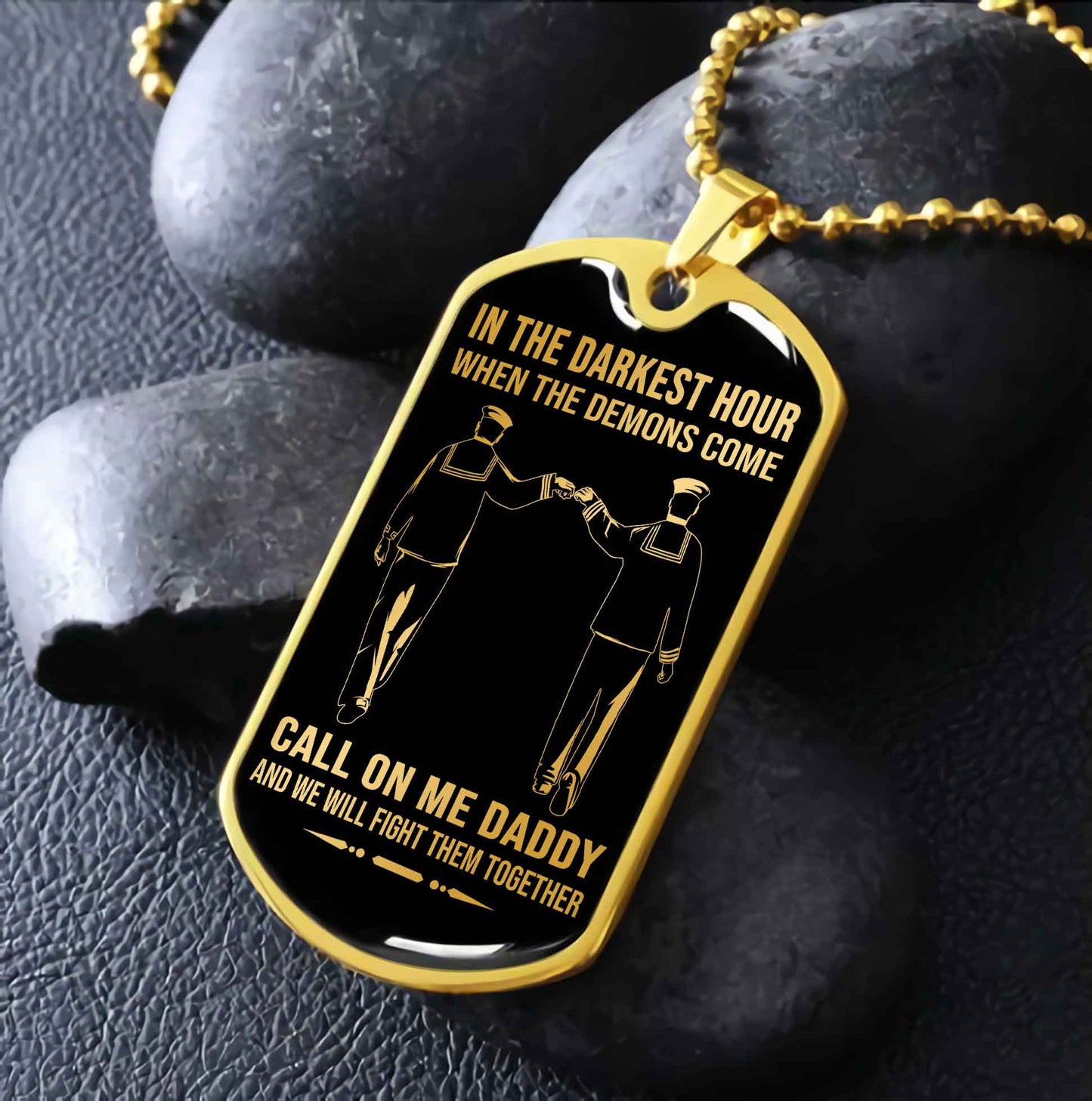 DRB Military Chain Silver Plated 18K Gold Plated Call On Me Daddy Gift For Your Dad