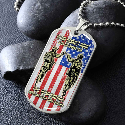 DRB Military Chain Silver Plated 18K Gold Plated Silver Plated Call On Me Brother And We Will Fight Them Together