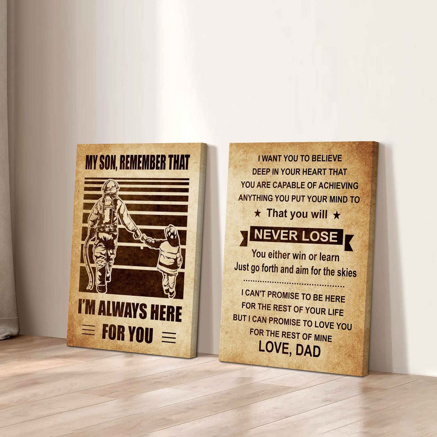 Combo 2 Sport Poster Canvas My Son Remember That - You Will Never Lose You Either Win Or Learn