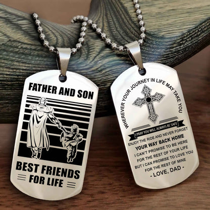 Samurai Cross Double Sided Dog Tag Father And Son Best Friend For Life - Gift For Son Never Forget Your Way Back Home