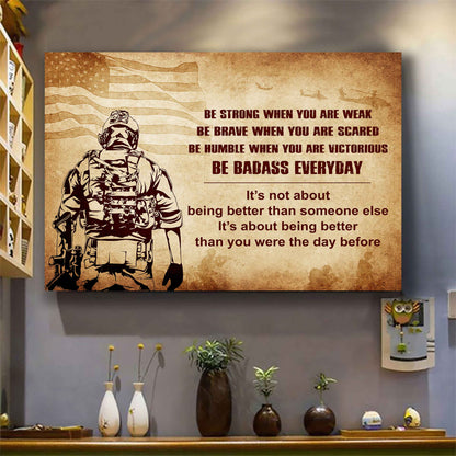 Samurai Poster Canvas Be Strong When You Are Weak Be Badass Everyday - Motivational Quotes