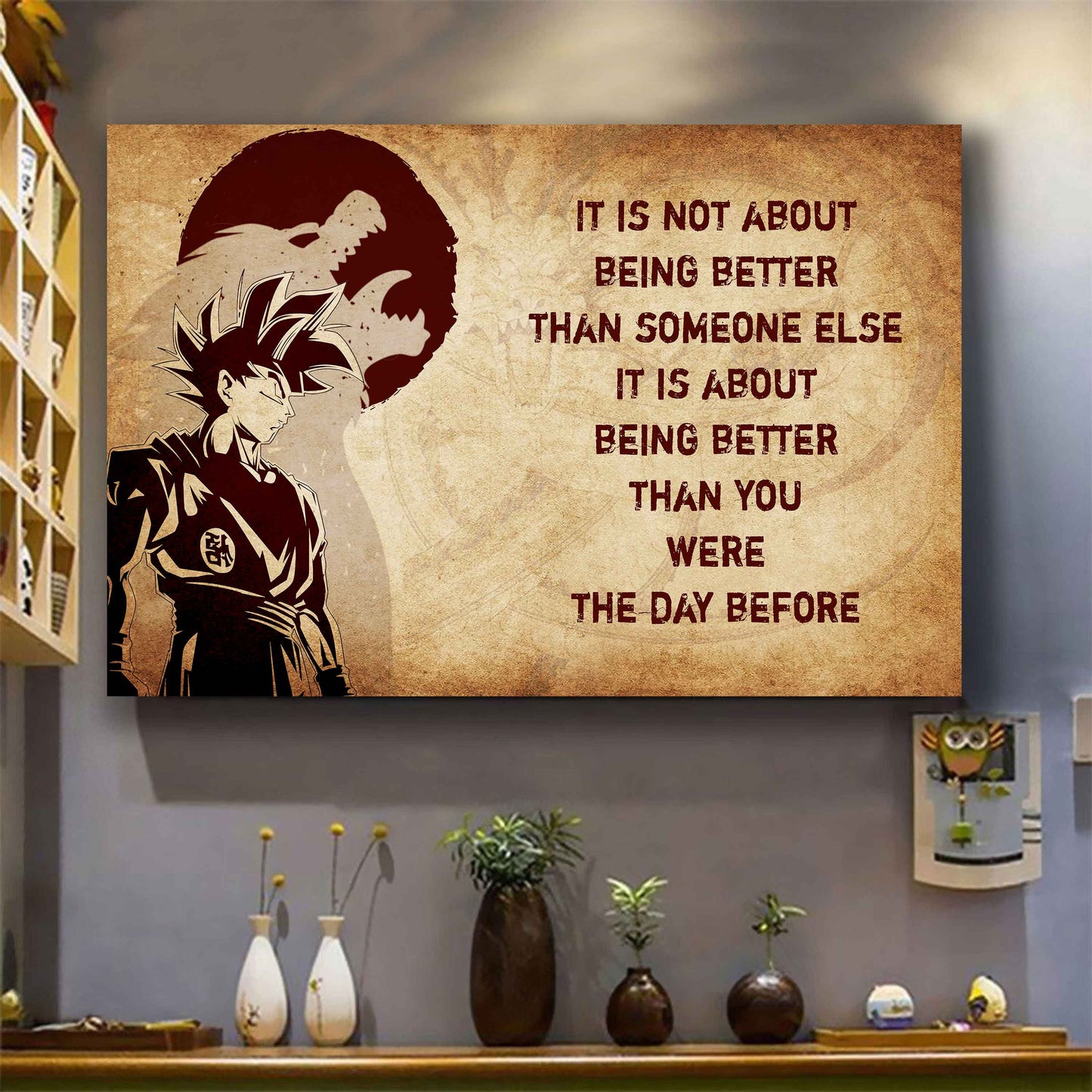 Samurai Poster Canvas It's Not About Being Better Than Someone Else Best Gifts Motivation Quotes