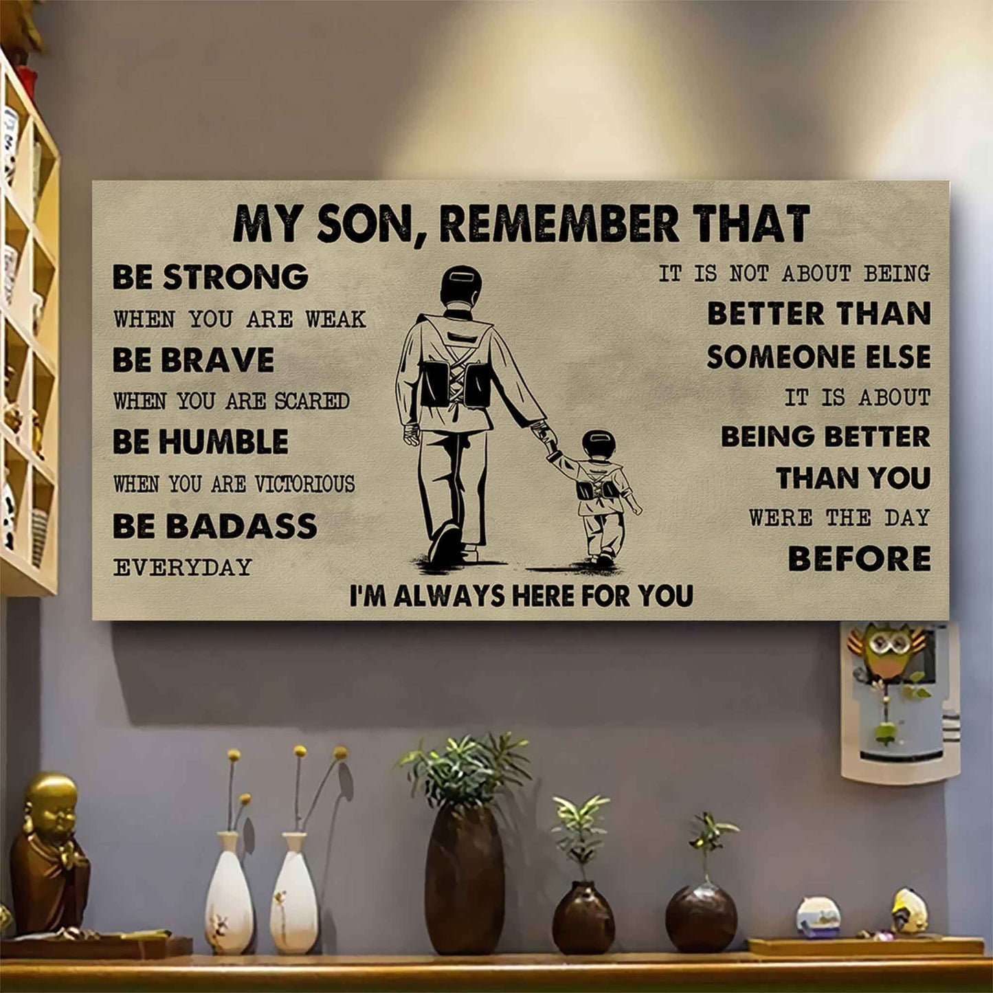 Personalized DRB Poster Canvas - My Son Remember That Be Strong When You Are Weak Be Badass Everyday