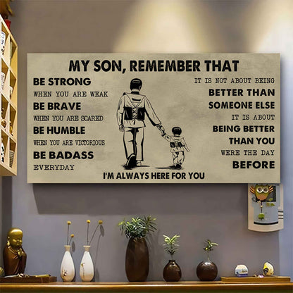 Personalized DRB Poster Canvas - My Son Remember That Be Strong When You Are Weak Be Badass Everyday