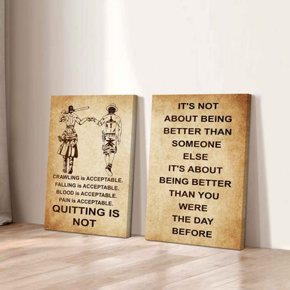 Combo 2 DRB Poster Canvas Quitting Is Not - It's Not About Being Better Than Someone Else It's About Being Better Than You Were The Day Before