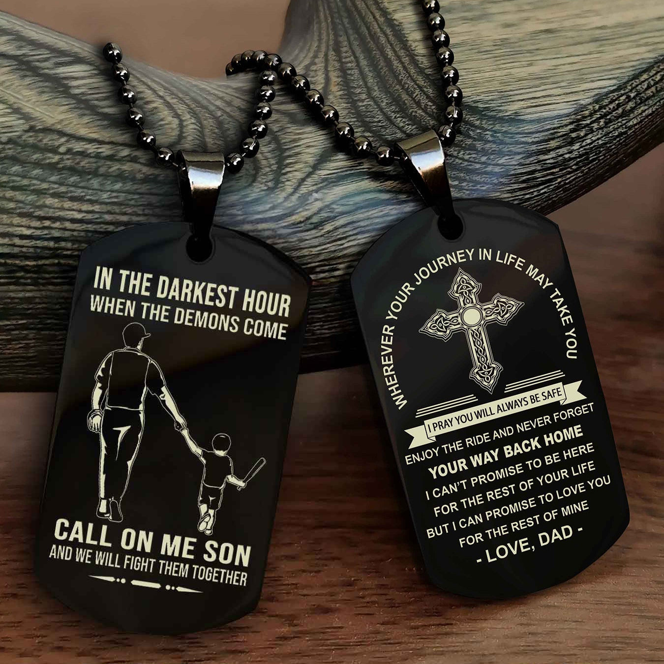 Knight Templar Double Sided Cross Dog Tag Call On Me Son - Gift For Son From Dad Your Way Back Home
