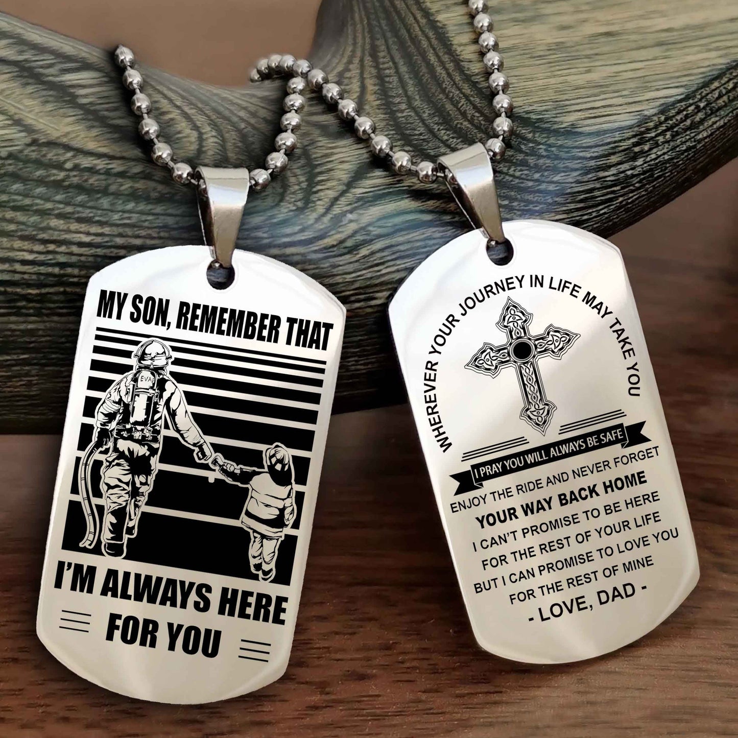 Samurai Cross Double Sided Dog Tag My Son Remember That - Gift For Son Enjoy The Ride Never Forget Your Way Back Home
