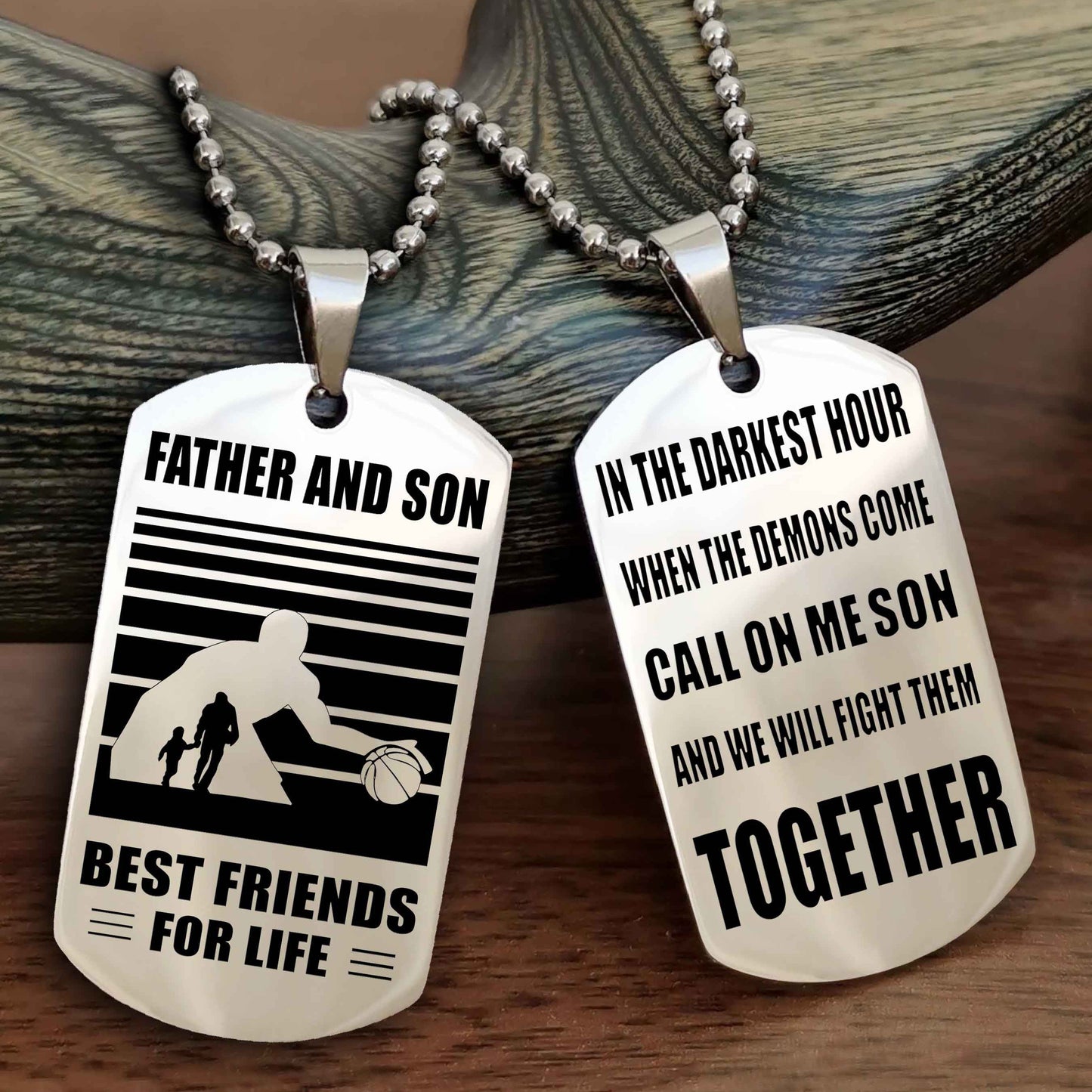 Sport Personalized Double Sided Dog Tag Father And Son Best Friend For Life - Call On Me Son