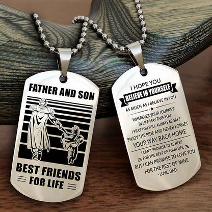DRB Personalized Double Sided Dog Tag Silver To My Son I Love You - Enjoy The Ride And Never Forget Your Way Back Home From