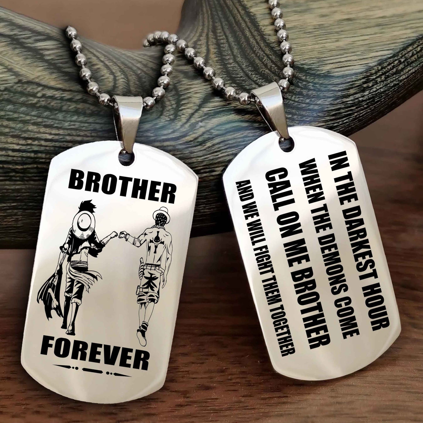 Samurai Engraved Double Sided Dog Tag Call On Me Brother NAG Brothers Forever We Will Fight Them Together