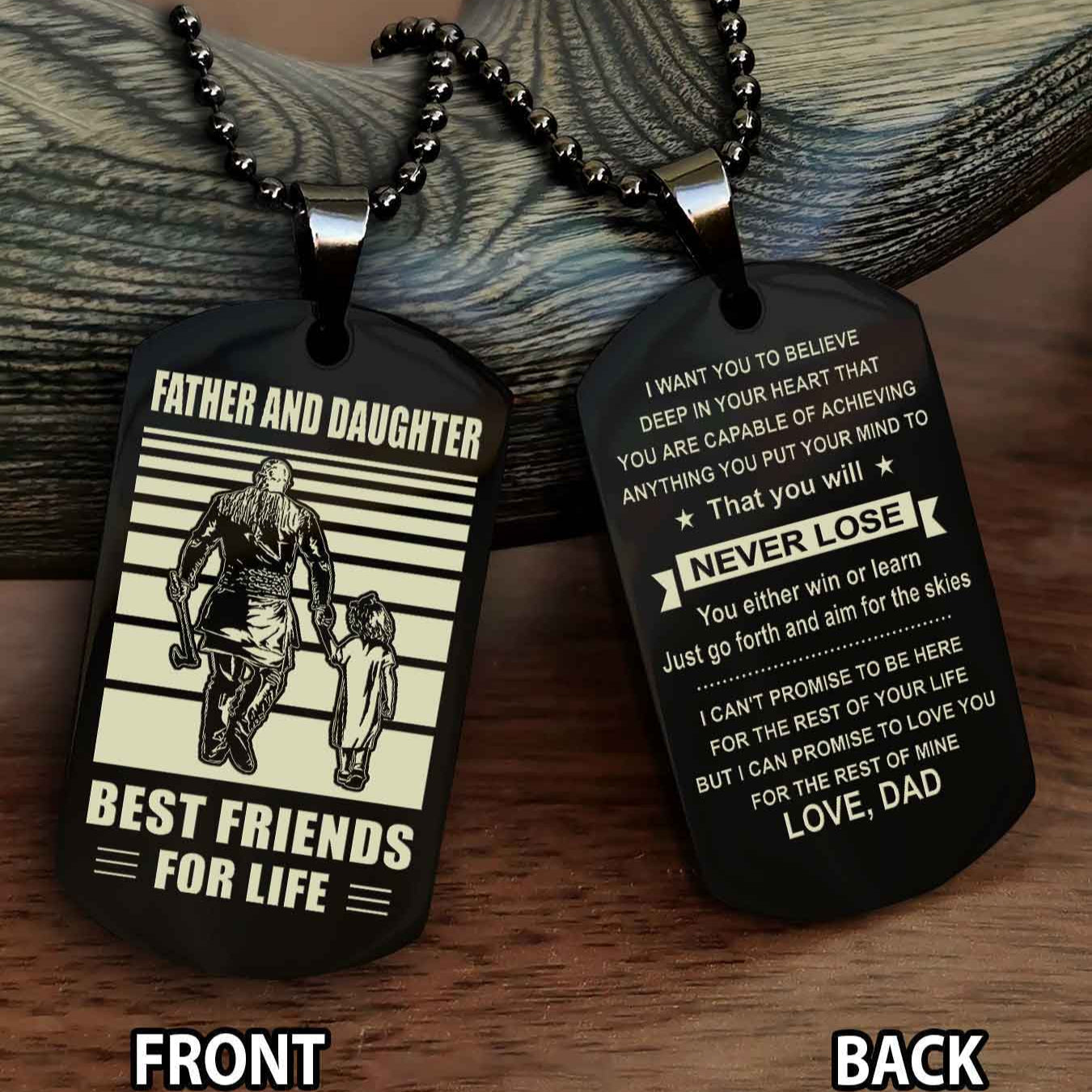 Viking Personalized Double Sided Dog Tag Silver To My Son I Love You - You Will Never Lose You Either Win Or Learn From Dad To Son