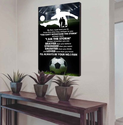 Baseball Poster Canvas Dad To Son - Whisper Back I Am The Storm I Will Always Your No 1 Fan