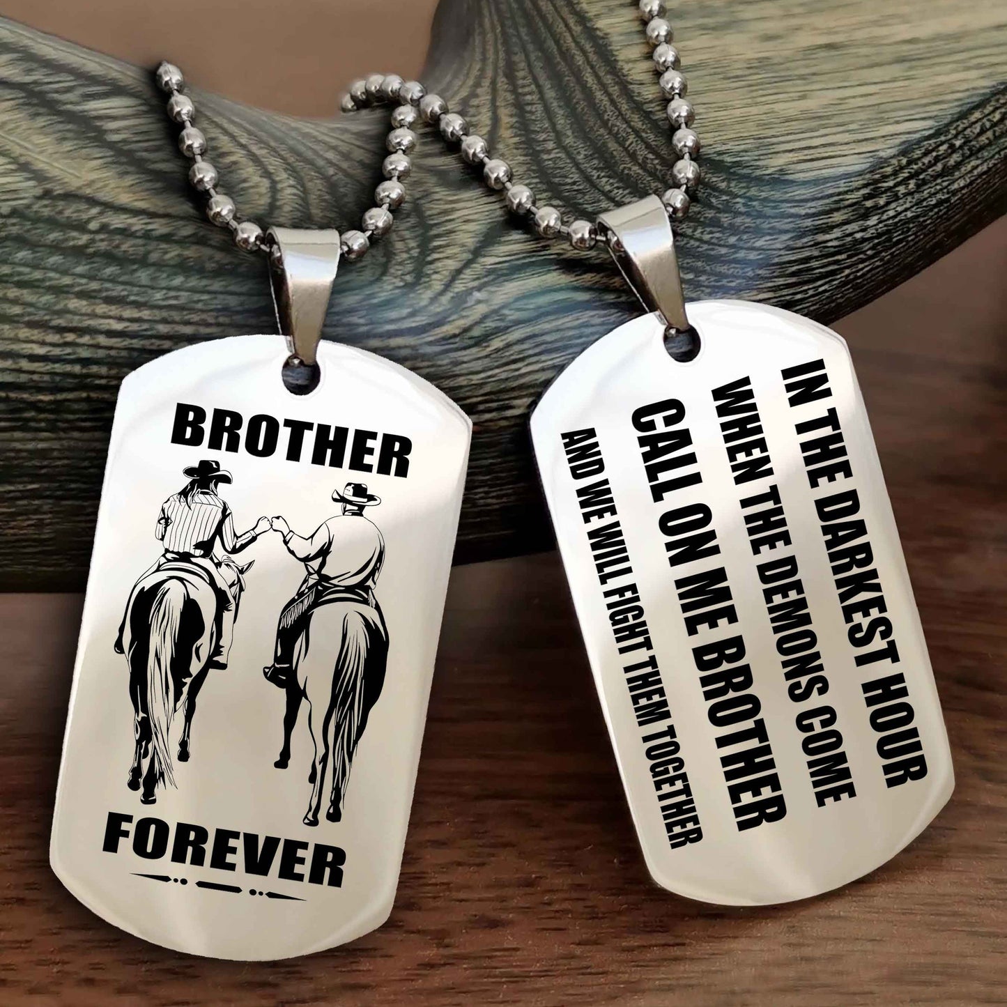 Cowboy Personalized Double Sided Dog Tag For My Brother - Call On Me Brother And We Will Fight Them Together Gift For Your Friend