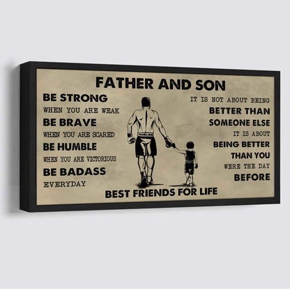 Sport-Family Father And Son Best Friends For Life - Be Strong When You Are Weak Poster Canvas Gift For Son From Father