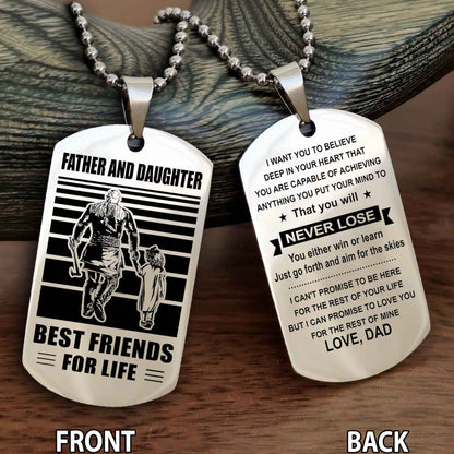 Viking Personalized Double Sided Dog Tag Silver To My Son I Love You - You Will Never Lose You Either Win Or Learn From Dad To Son