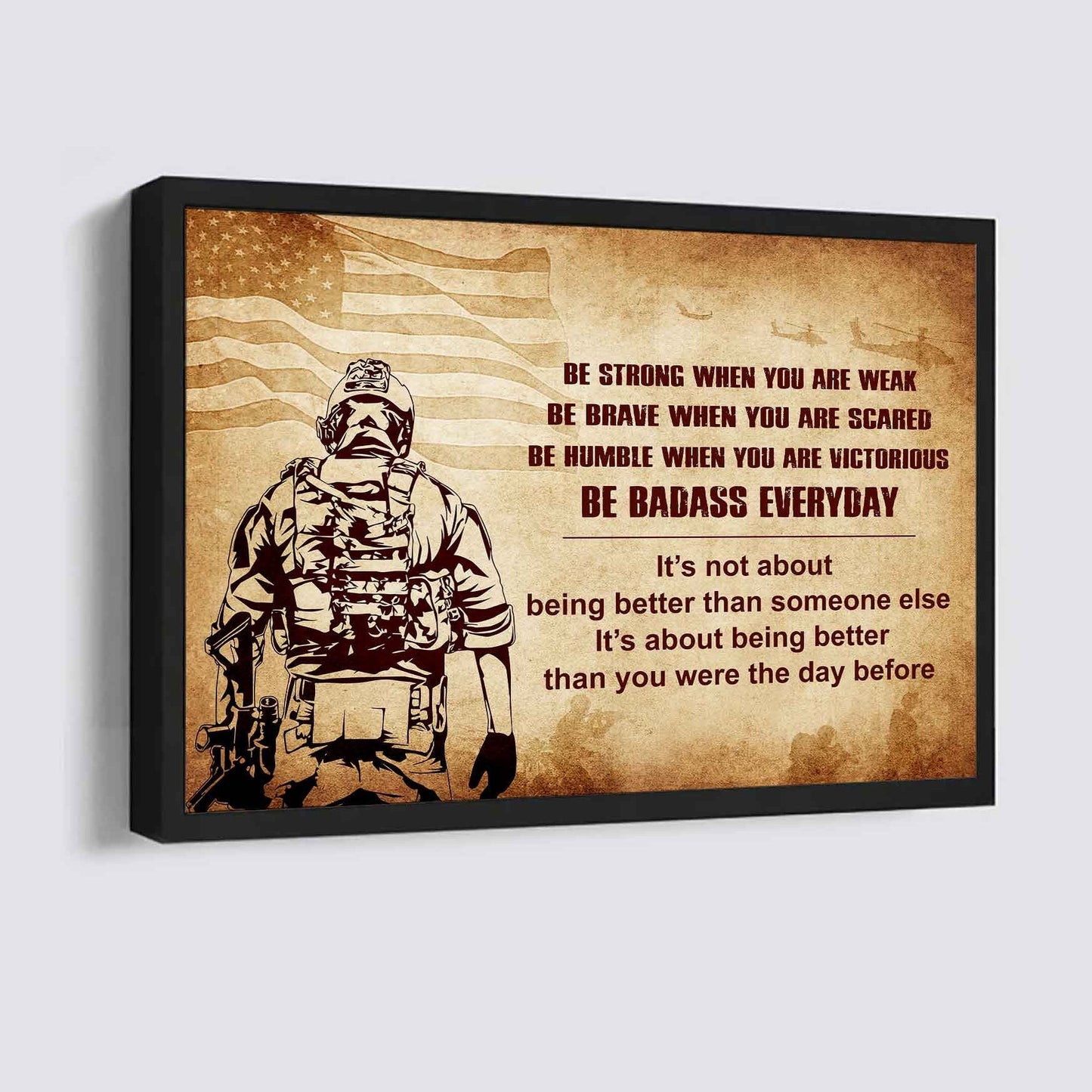 New Version Warrior Poster Canvas Be Strong When You Are Weak Be Badass Everyday From Dad To Son Gift For Your Son Motivational Quotes