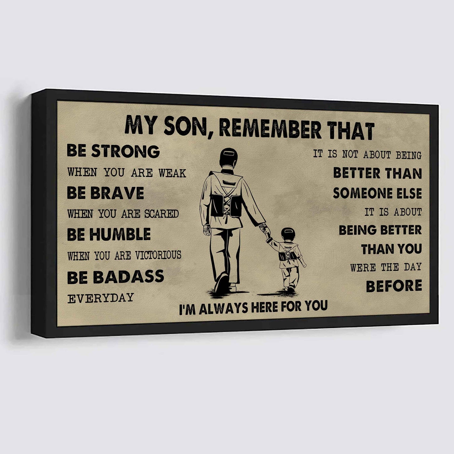 Personalized Sport Poster Canvas - My Son Remember That Be Strong When You Are Weak Be Badass Everyday