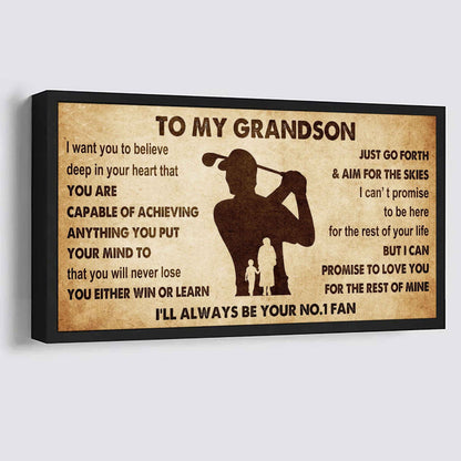 Personalized Sport Poster Canvas I'll Be Your No 1 Fan Grandma To Grandson - You Will Never Lose You Either Win Or Learn