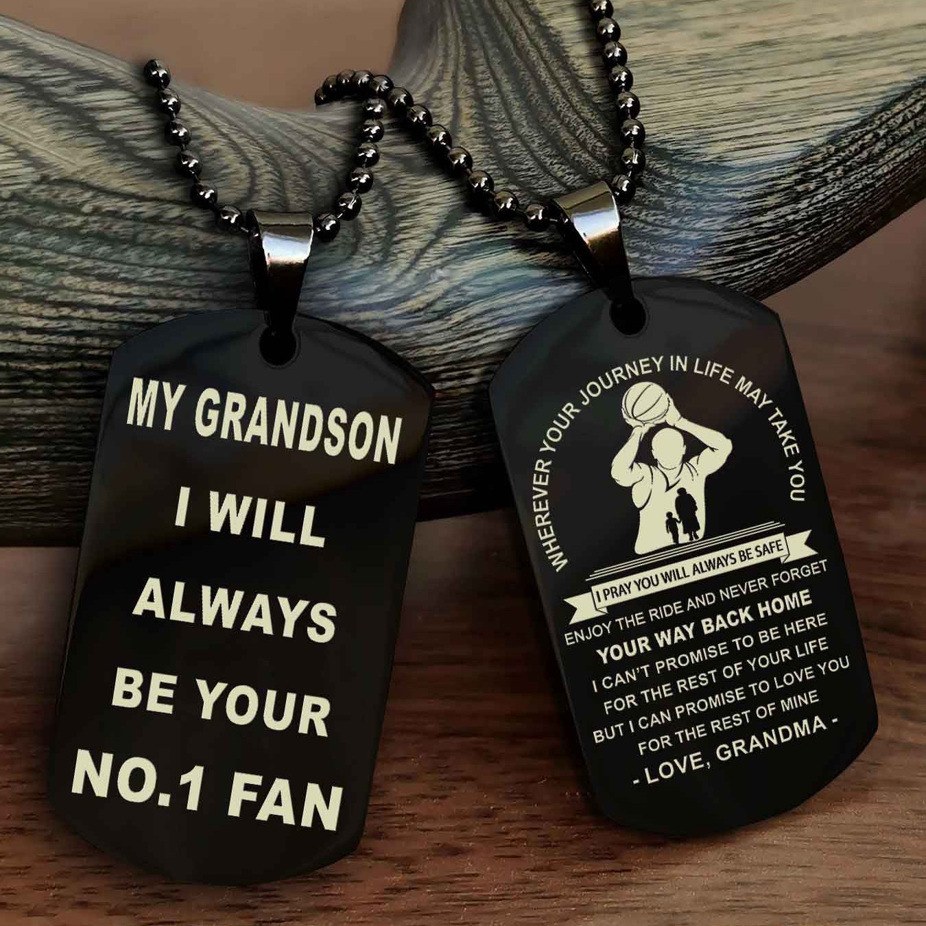Sport Double Sided Dog Tag To My Son I Will Always Be Your No 1 Fan - Never Forget Your Way Back Home