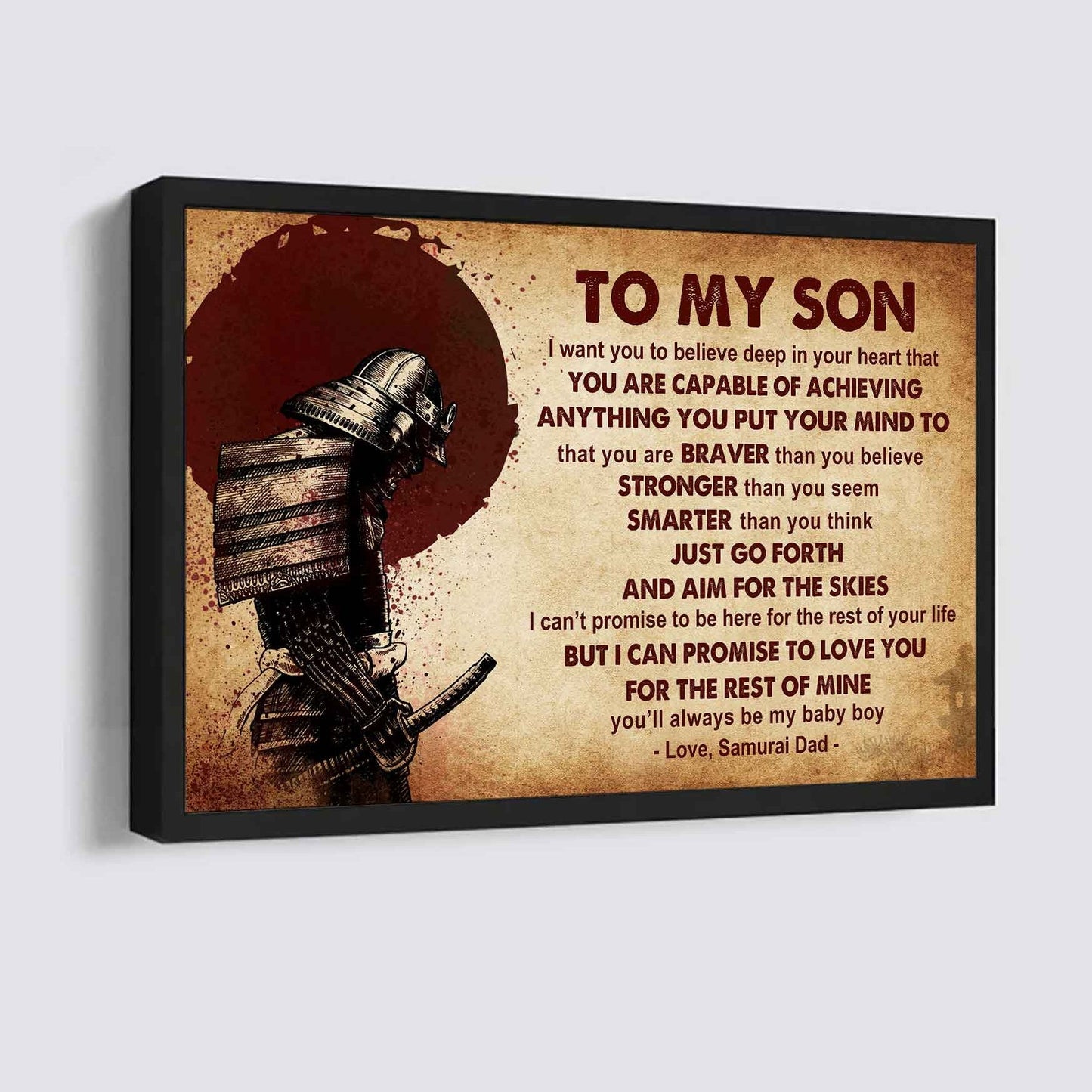 Samurai Poster Canvas Just Go Forth And Aim For The Skies From Dad To Son Gift For Your Son