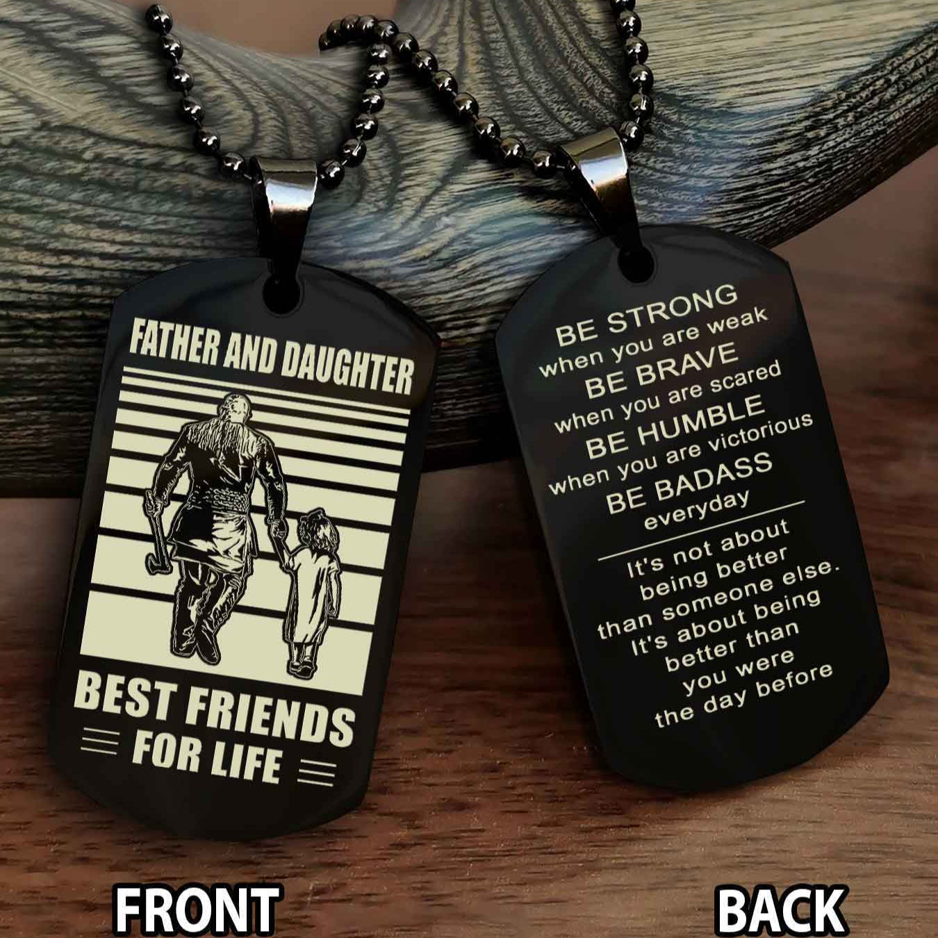 Viking Personalized Double Sided Dog Tag Silver To My Son I Love You - Be Strong When You Are Weak Gift From Dad To Son