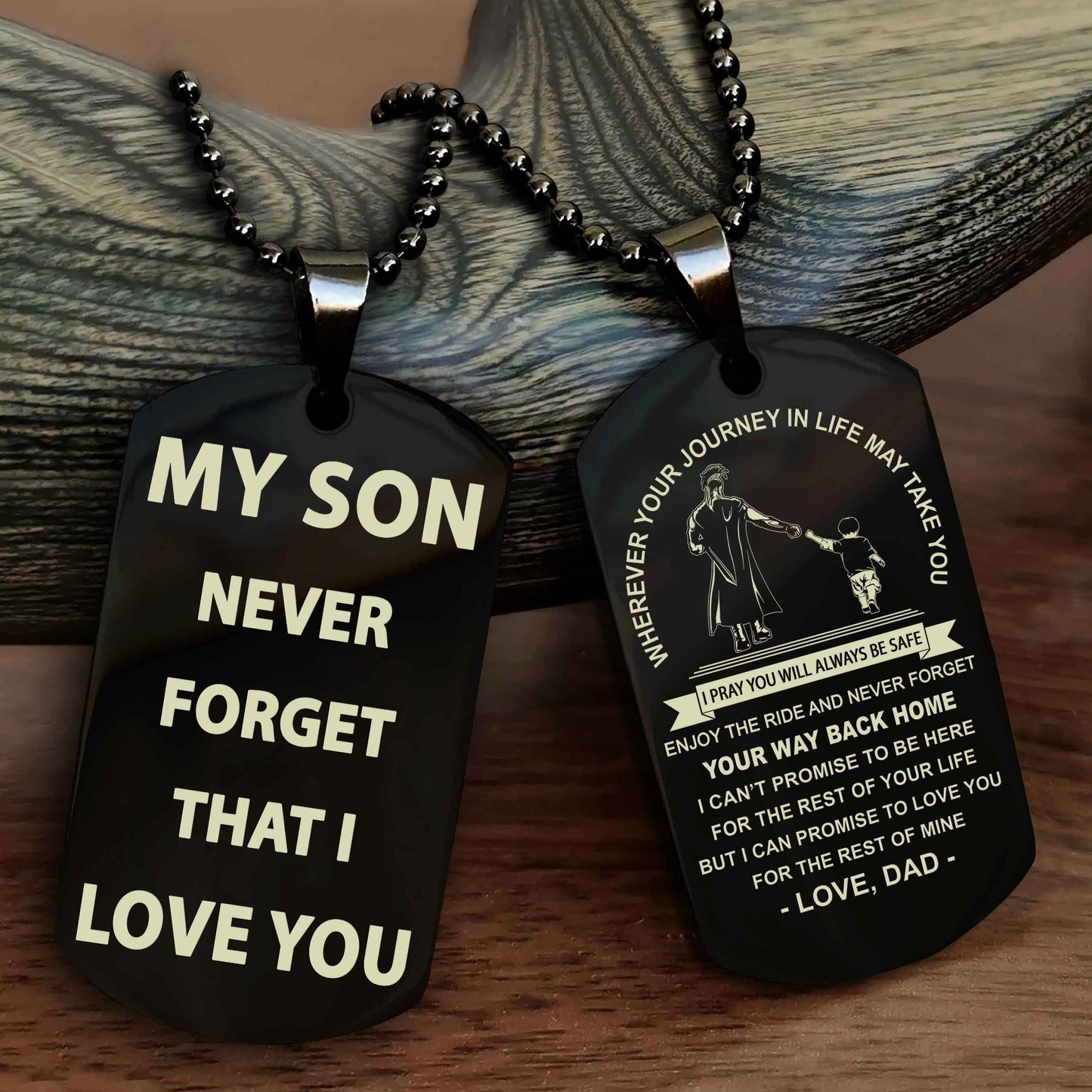 Samurai Double Sided Dog Tag To My Son Never Forget That I Love You - Gift For Son Never Forget Your Way Back Home