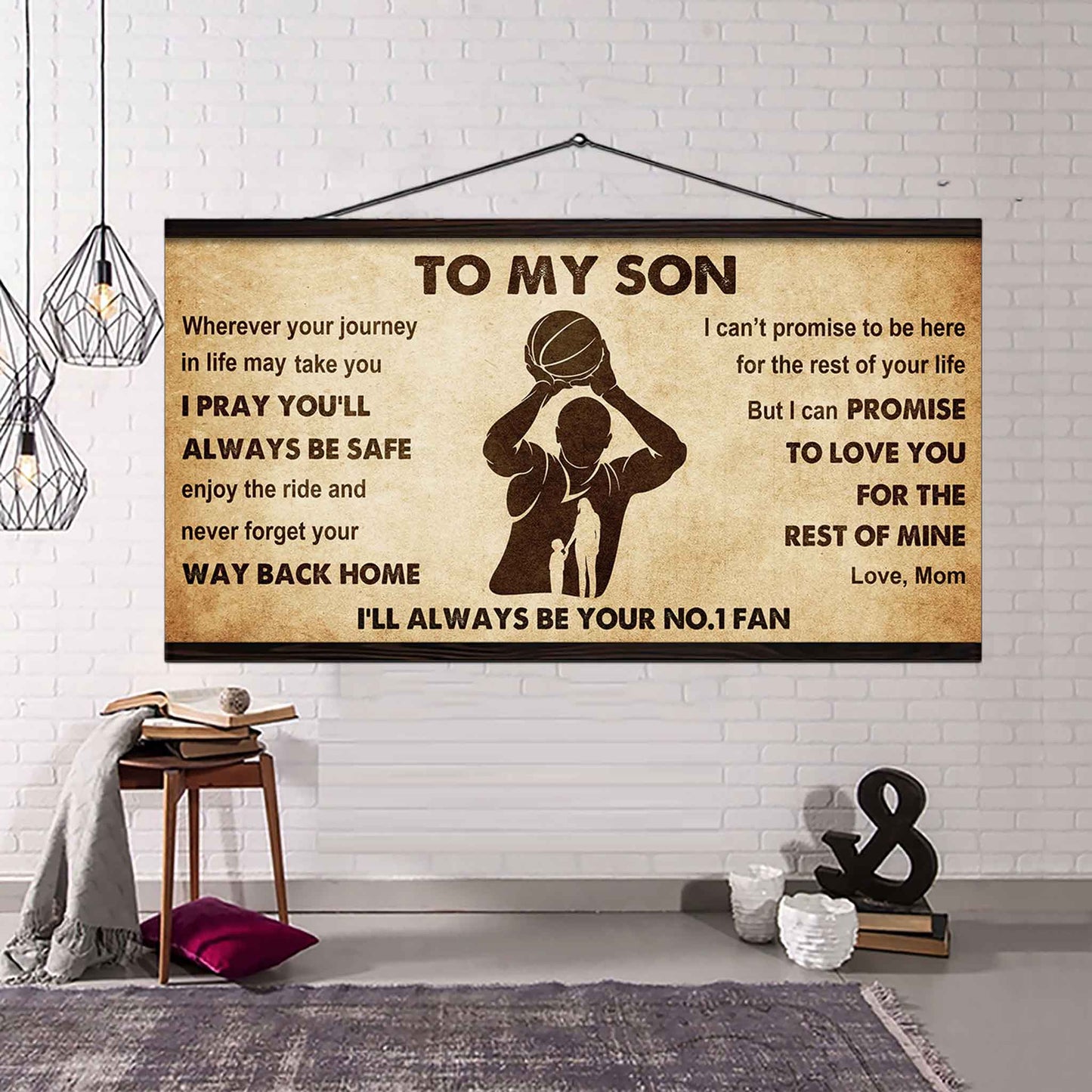 Personalized Sport Poster Canvas I'll Be Your No 1 Fan Mom To Son - Never Forget Your Way Back Home