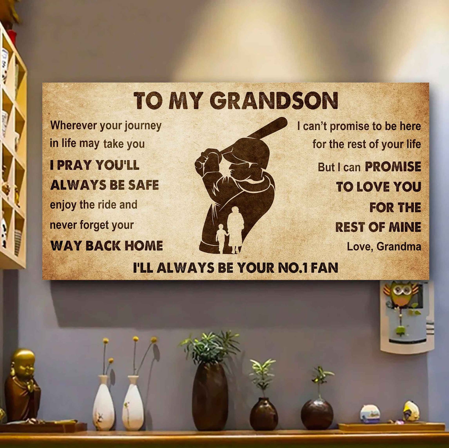 Personalized Sport Poster Canvas I'll Be Your No 1 Fan Grandma To Grandson - Never Forget Your Way Back Home