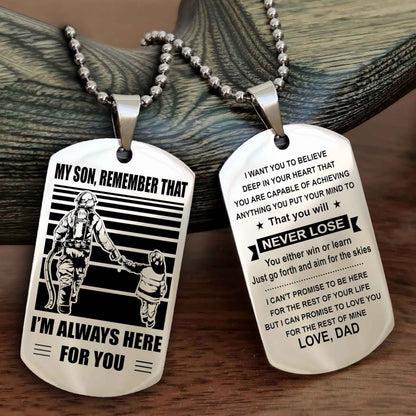 Biker Personalized Double Sided Dog Tag My Son Remember That I Will Always Here You Will Never Lose You Either Win Or Learn