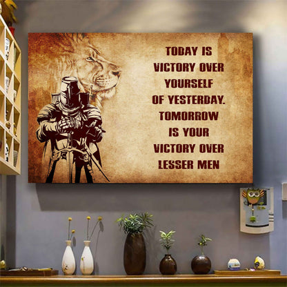 Samurai Poster Canvas Today Is Victory Over Yourself Of Yesterday Best Gift With Motivation Quotes